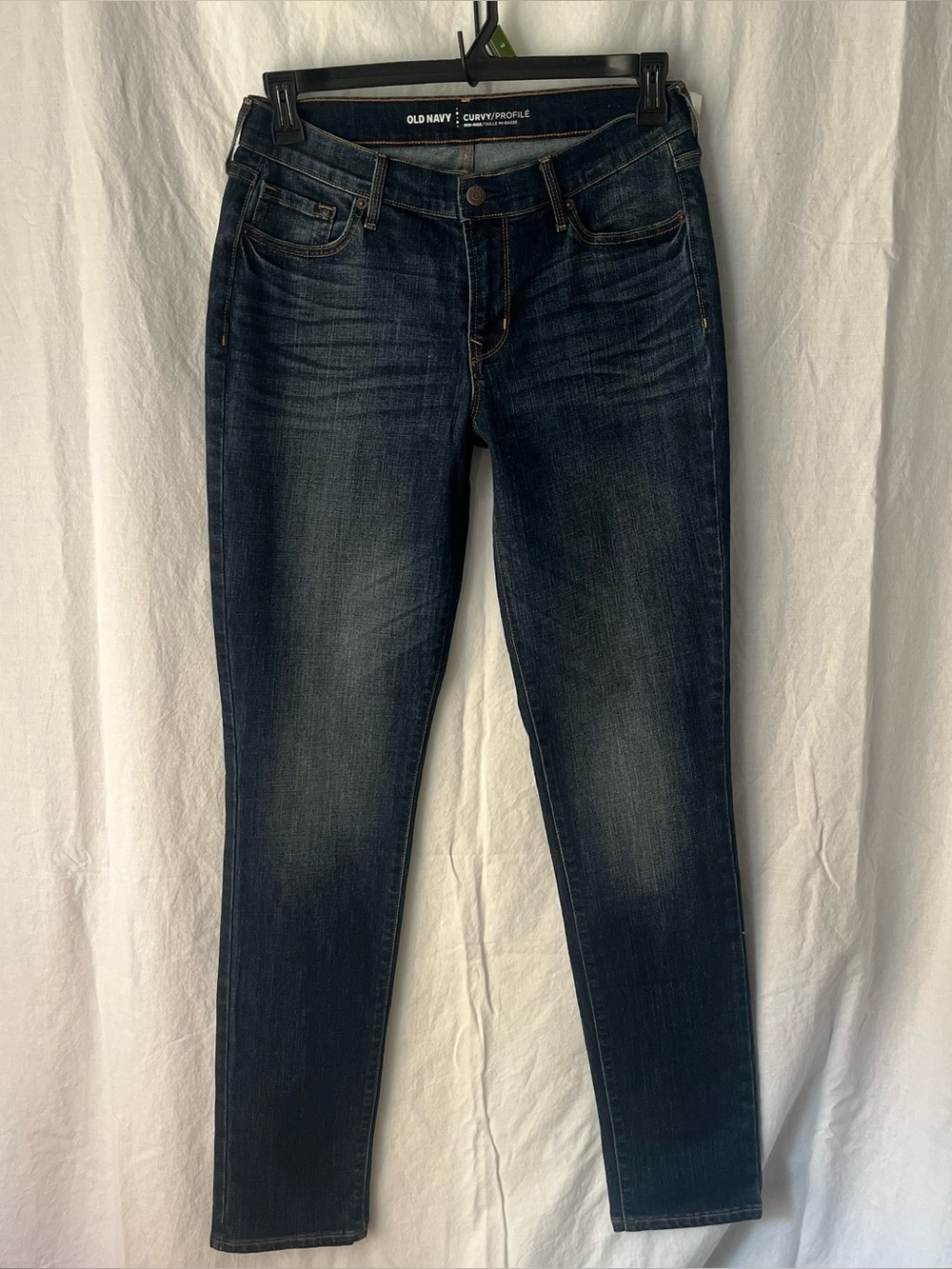 Old Navy Curvy Skinny Jeans Womens 8 LONG Mid Rise Dark Wash Stretch